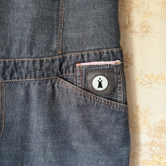 Vintage Y2K Cop Copine denim short sleeve cargo dress dark wash streetwear M - Picture 5 of 9